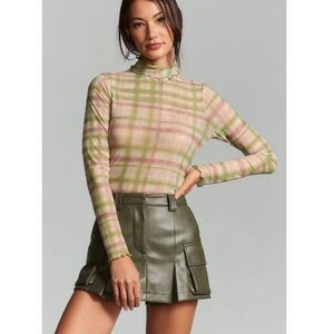 Pilcro Plaid Turtleneck Top